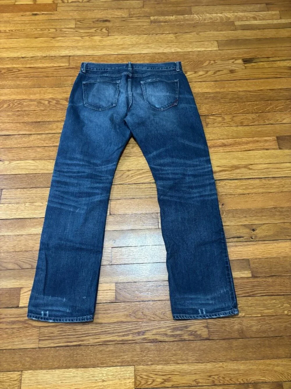 Banana Republic Mens Vintage Straight Jeans Sz 34x32 Blue Dark Distressed Denim